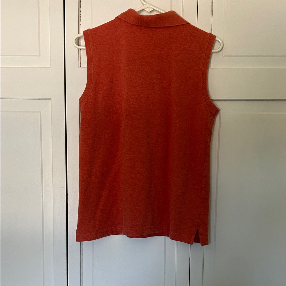 L.L. Bean Women's Coral/Peach Sleeveless Polo Tee - Picture 8 of 9